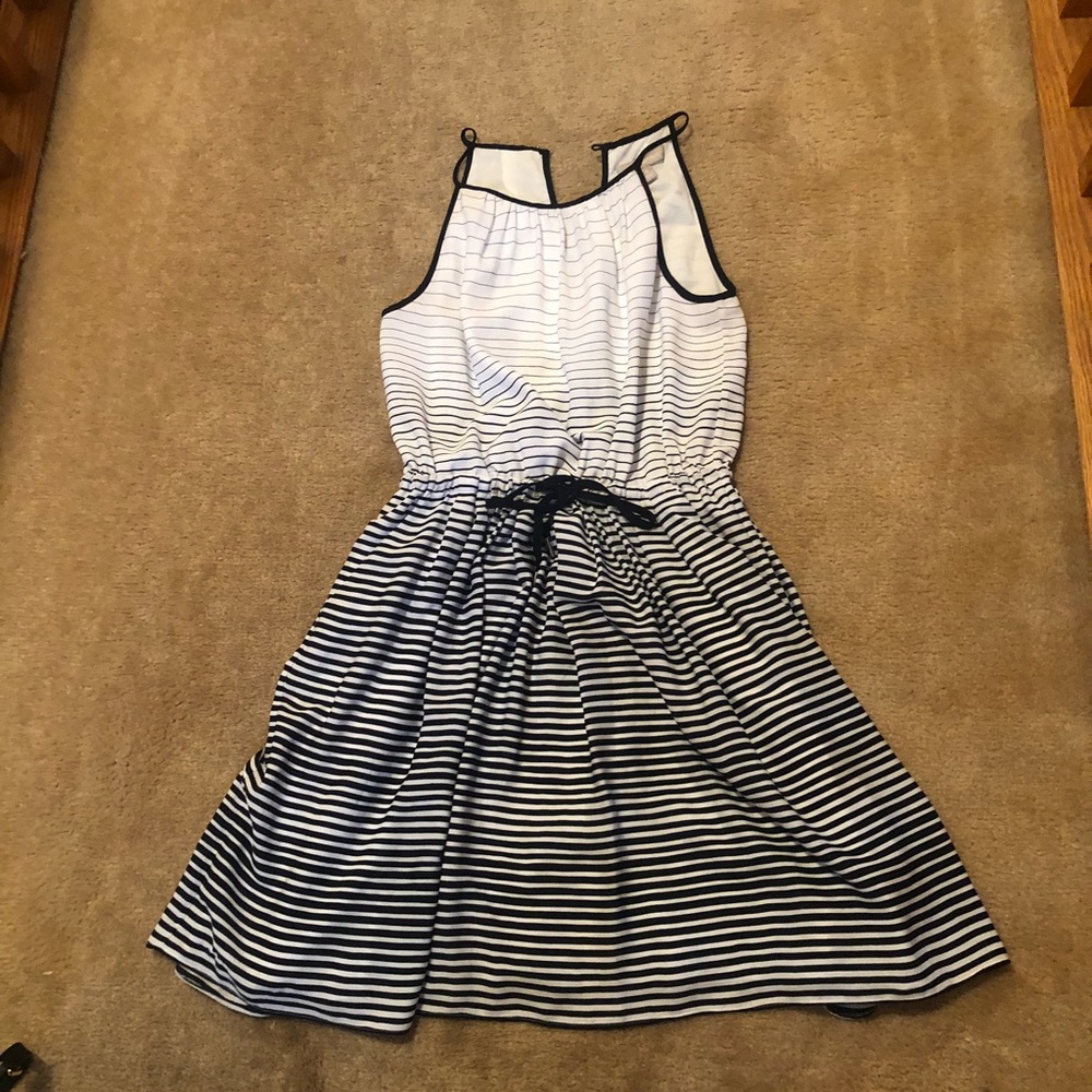 Ombré stripe summer dress in navy/white